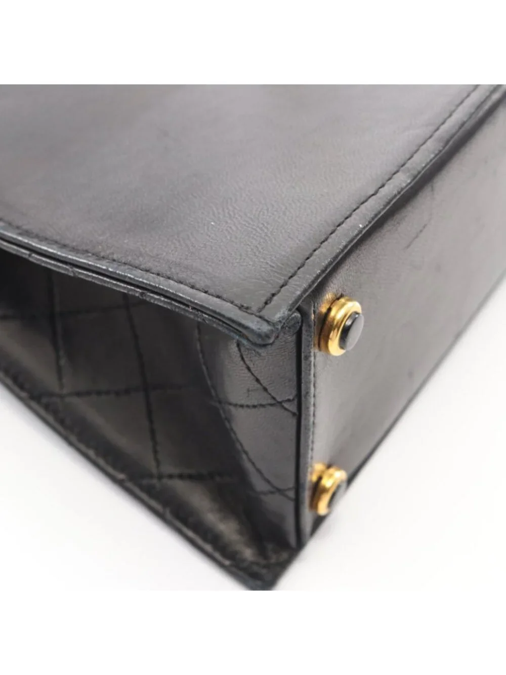 Chanel Shoulder Bag Quilted Black Leather Chain